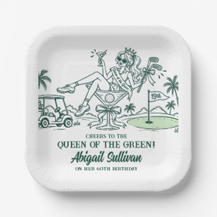 Assiettes En Carton Reine du vert drôle de golf pour 60 ans