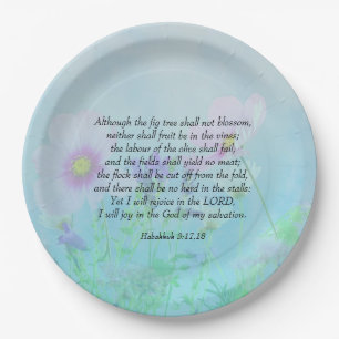 Assiettes En Carton Réjouissez-vous au Seigneur - Habakkuk 3:17,18
