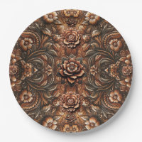 Relief Fleurs Vintage Cuir Faux Élégant Aspect