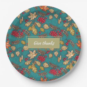 Assiettes En Carton Remerciements Pays Motif Feuille Thanksgiving