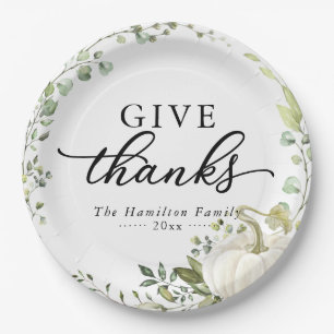 Assiettes En Carton Remerciez la verdure Citrouille Dîner de Thanksgiv