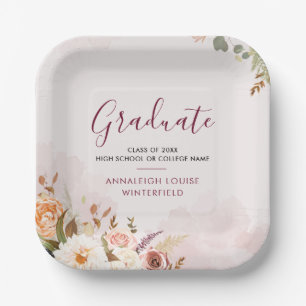 Assiettes En Carton Remise des diplômes 2026 Fête de fin d'études Flor