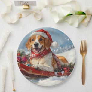 Assiettes En Carton Renard anglais américain Foxhound en traîneau de N