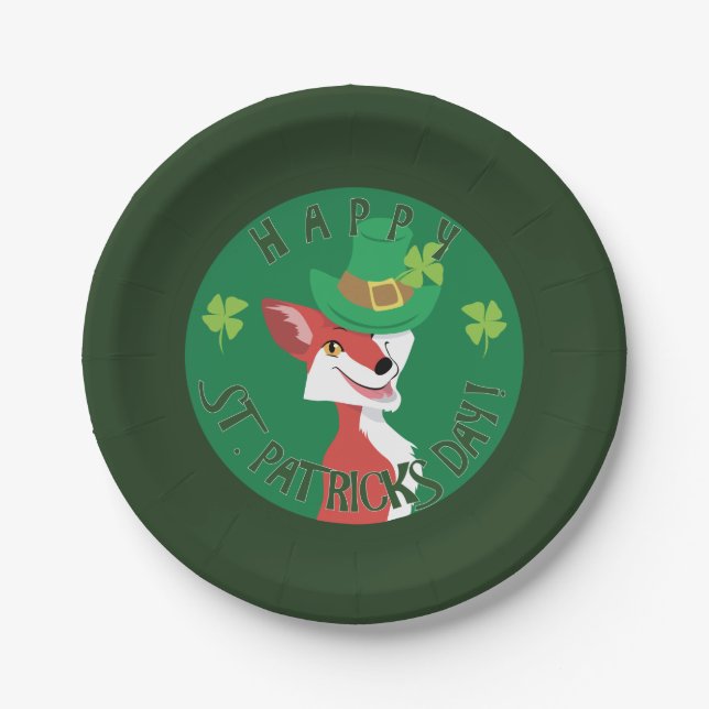 Assiettes En Carton Renard de la Saint Patrick (Devant)