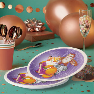 Assiettes En Carton renard et hibou