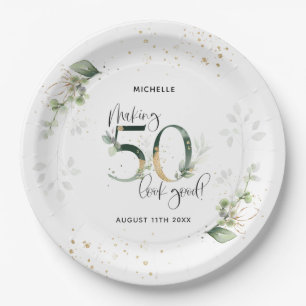 Assiettes En Carton Rendre 50 apparence bon vert or botanique Annivers