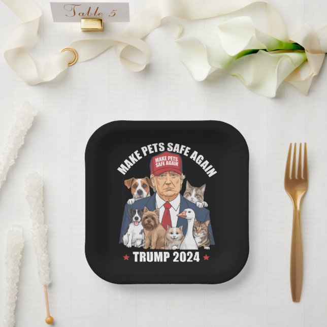 Assiettes En Carton Rendre les animaux en sécurité Trump 2024 Sauver n (Mariage)
