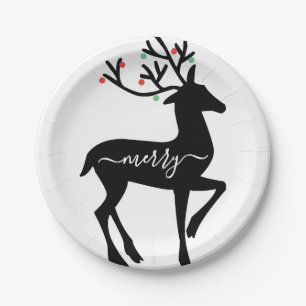 Assiettes En Carton Renne de Noël Joyeux