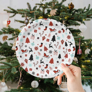 Assiettes En Carton Rennes Traîneau Noël Pins