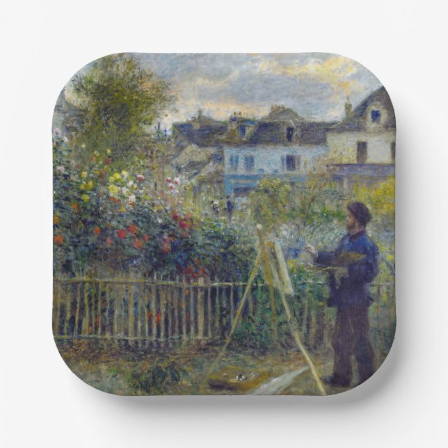 Assiettes En Carton Renoir - Claude Monet Peinture dans son jardin (Recto)