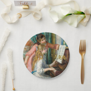 Assiettes En Carton Renoir Deux Jeunes Filles au Piano Impression Musi