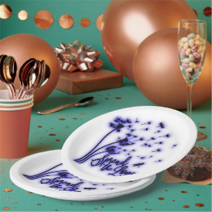 Assiettes En Carton Répandre Les Dandelions Amoureux et les libellules