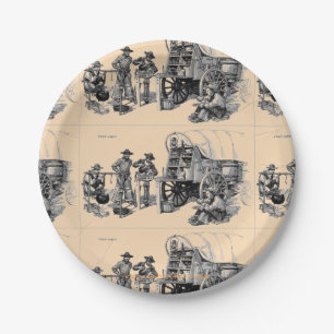 Assiettes En Carton "Repas à l'allure d'un ranch à roues"