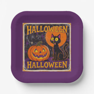 Assiettes En Carton Réplique "Scaredy Cat" vers 1950