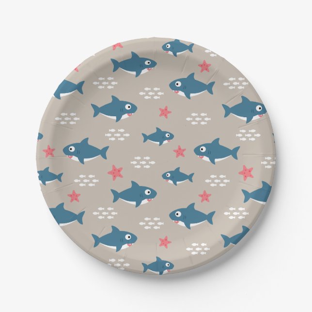 Assiettes En Carton Requin (Devant)