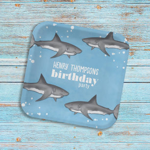 Assiettes En Carton Requins Anniversaires de enfants personnalisés