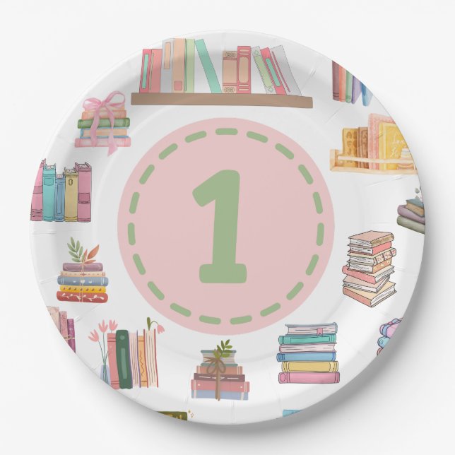 Assiettes En Carton Réserver Thème Premier Anniversaire Plaque (Devant)
