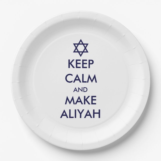 Assiettes En Carton Restez Calme Et Faites De L'Aliyah (Devant)