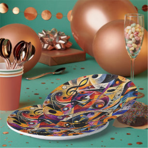 Assiettes En Carton Résumé d'art abstrait musical de style Kandinsky 