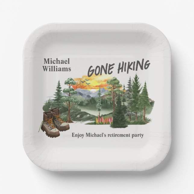 Assiettes En Carton Retirement Gone Hiking to the Mountains Sunrise    (Recto)