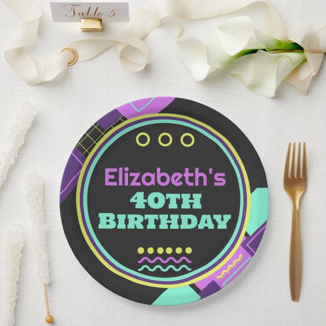 Assiettes En Carton Retour À L'Anniversaire Rétro Des Années 90 (Mariage)