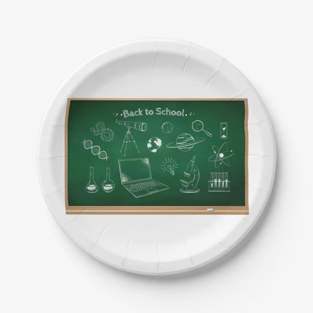 Assiettes En Carton Retour à l'école Science Chalkboard Éducation (Devant)