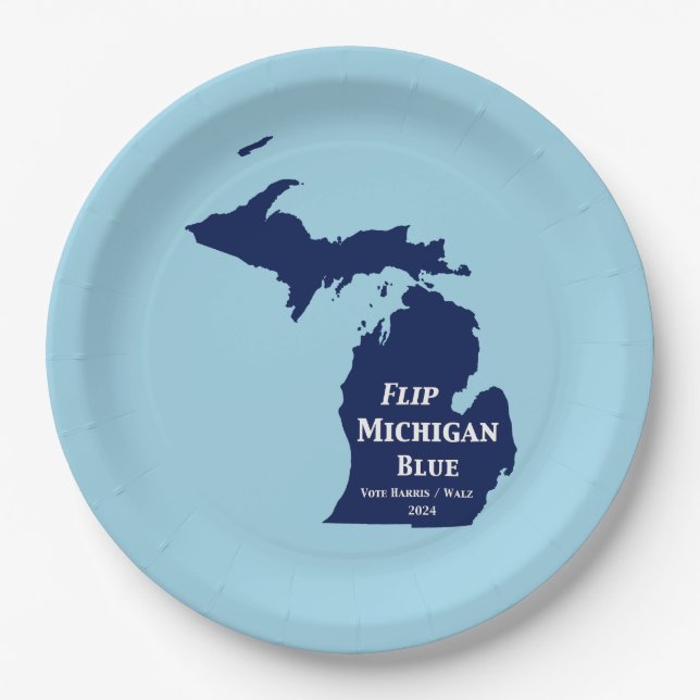 Assiettes En Carton Retourner Michigan Blue en 2024 (Devant)