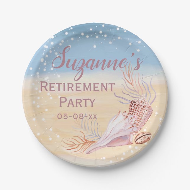 Assiettes En Carton Retraite Beach Coastal Party (Devant)