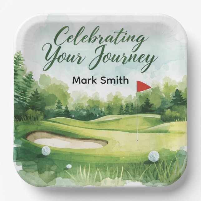 Assiettes En Carton Retraite de golf avec thème golf (Recto)