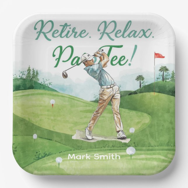 Assiettes En Carton Retraite de golf pour golfeur (Recto)