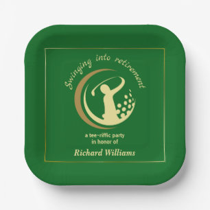 Assiettes En Carton Retraite Golf Party Classic Green Golden Player