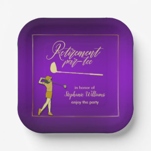 Assiettes En Carton Retraite Golf Party Classique Violet Golden Woman