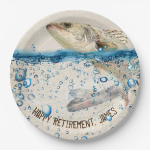 Assiettes En Carton retraite gros poisson sautant hors de l'eau