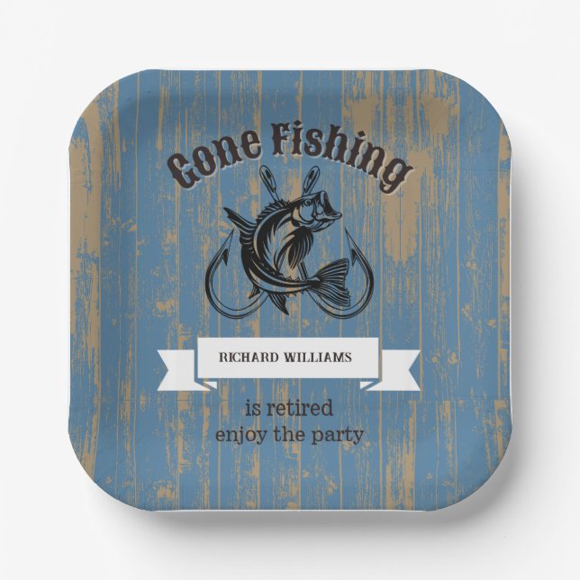 Assiettes En Carton Retraite Pêche Retraite Bois Rustique Retraité (Recto)