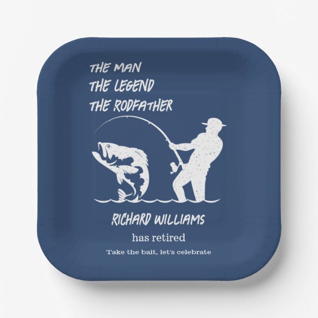 Assiettes En Carton Retraite Pêcher le grand poisson de père de famill (Recto)