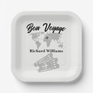 Assiettes En Carton Retraite Voyage à thème Partie mondiale Carte Vint