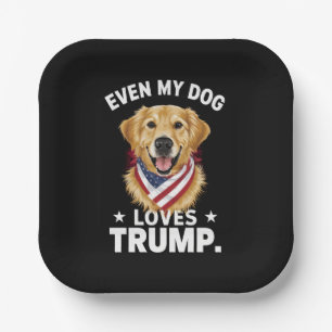 Assiettes En Carton Retriever Même Mon Chien Aime Trump USA Drapeau