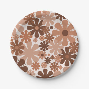 Assiettes En Carton Retro 60s les années 70 esthétique motif floral en