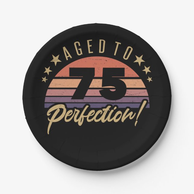 Assiettes En Carton Retro 75e Humour d'anniversaire (Devant)