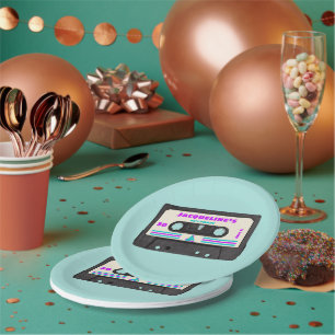 Assiettes En Carton Retro 80 Purple Mix Tape 30e fête d'anniversaire