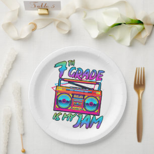Assiettes En Carton Rétro 80s 7e année est mon truc retour à l'école