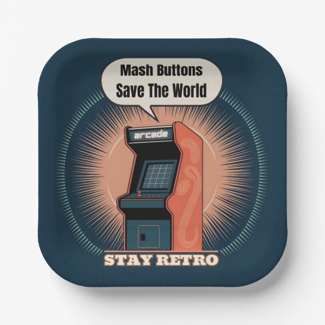 Assiettes En Carton Retro 80s Arcade Gaming Nerdy Humour (Recto)