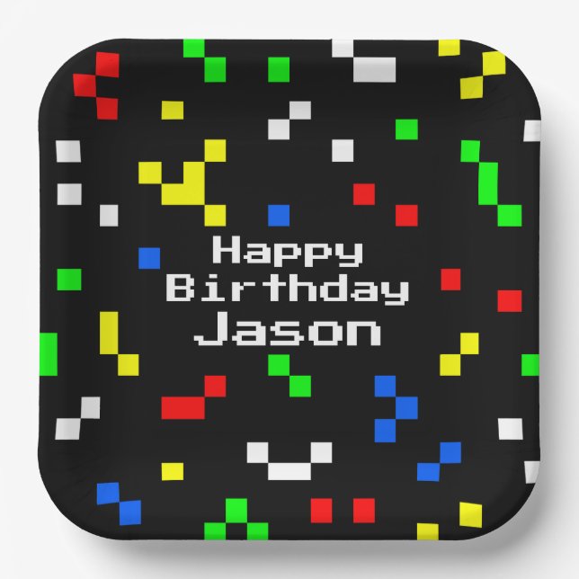 Assiettes En Carton Retro 8 Bit Video Game Graphics Pattern (Recto)