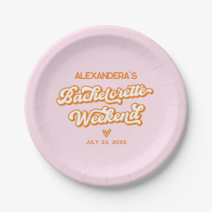 Assiettes En Carton Rétro Années 70 Été Rose et Orange Enterrement de