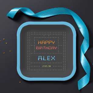 Assiettes En Carton Retro Arcade Game Anniversaire de enfant Party