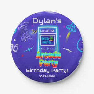 Assiettes En Carton Retro Arcade Power Up Jeux Anniversaire