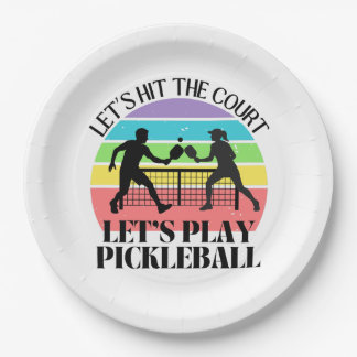 Assiettes En Carton Retro Be Happy Pickleball Rainbow Anniversaire