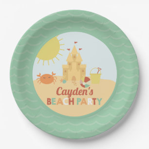 Assiettes En Carton Retro Beach Party Summer Sand château Anniversaire