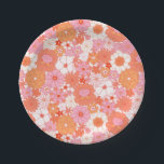 Assiettes En Carton Rétro Boho Fleurs Roses Orange Mignonnes<br><div class="desc">Assiettes en Papier Fleurs Roses et Orange Rétro Boho Mignonnes</div>