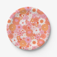 Rétro Boho Fleurs Roses Orange Mignonnes